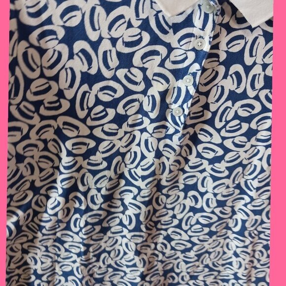 Lands End Womens Collared Casual Polo Shirt Blue/White Hats Print Size PMedium - Picture 10 of 10